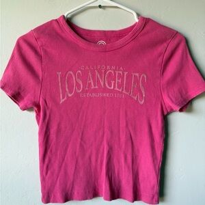 California Los Angeles Graphic Crop Top - Pink